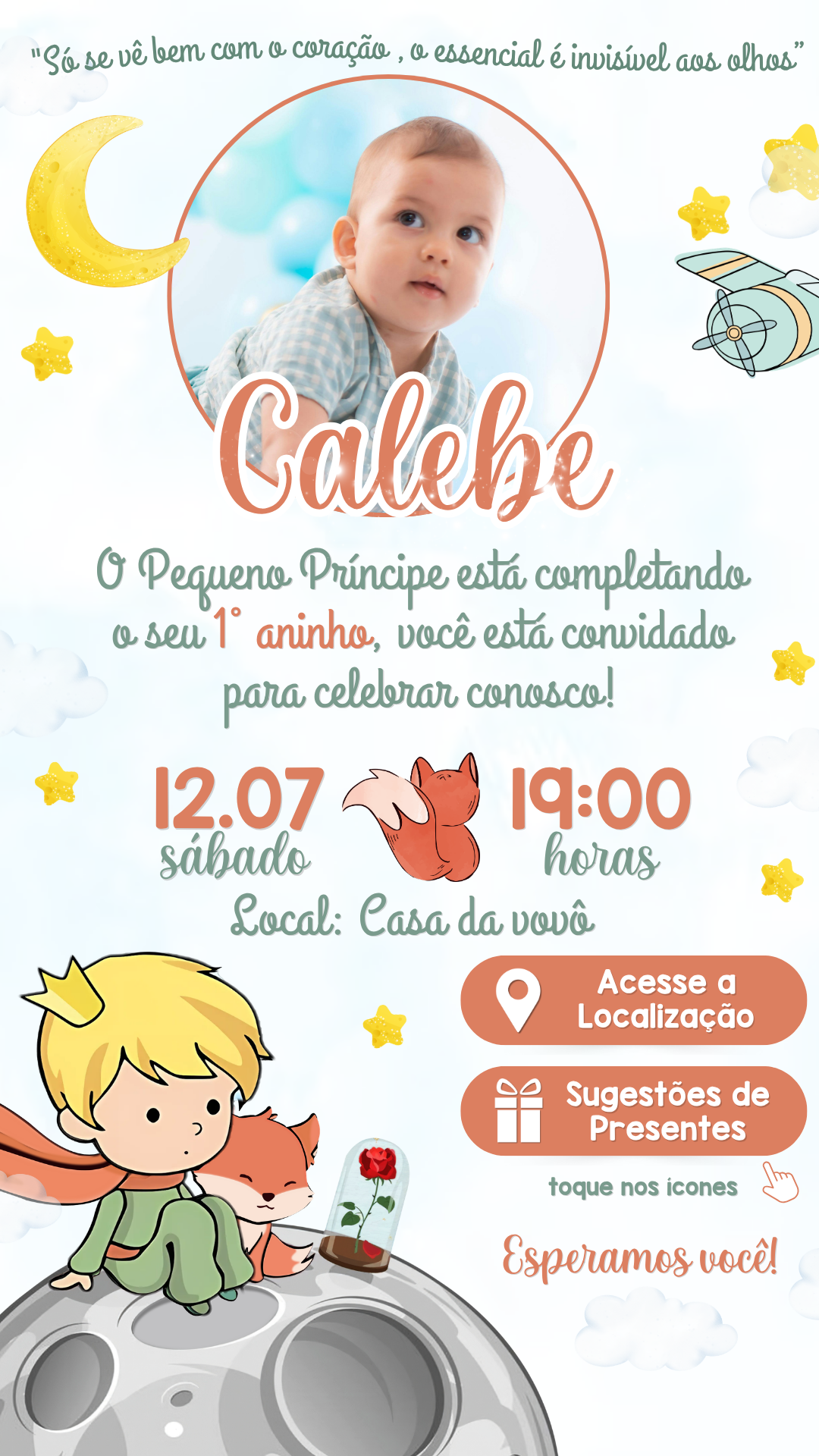 Convite Interativo - Pequeno Príncipe